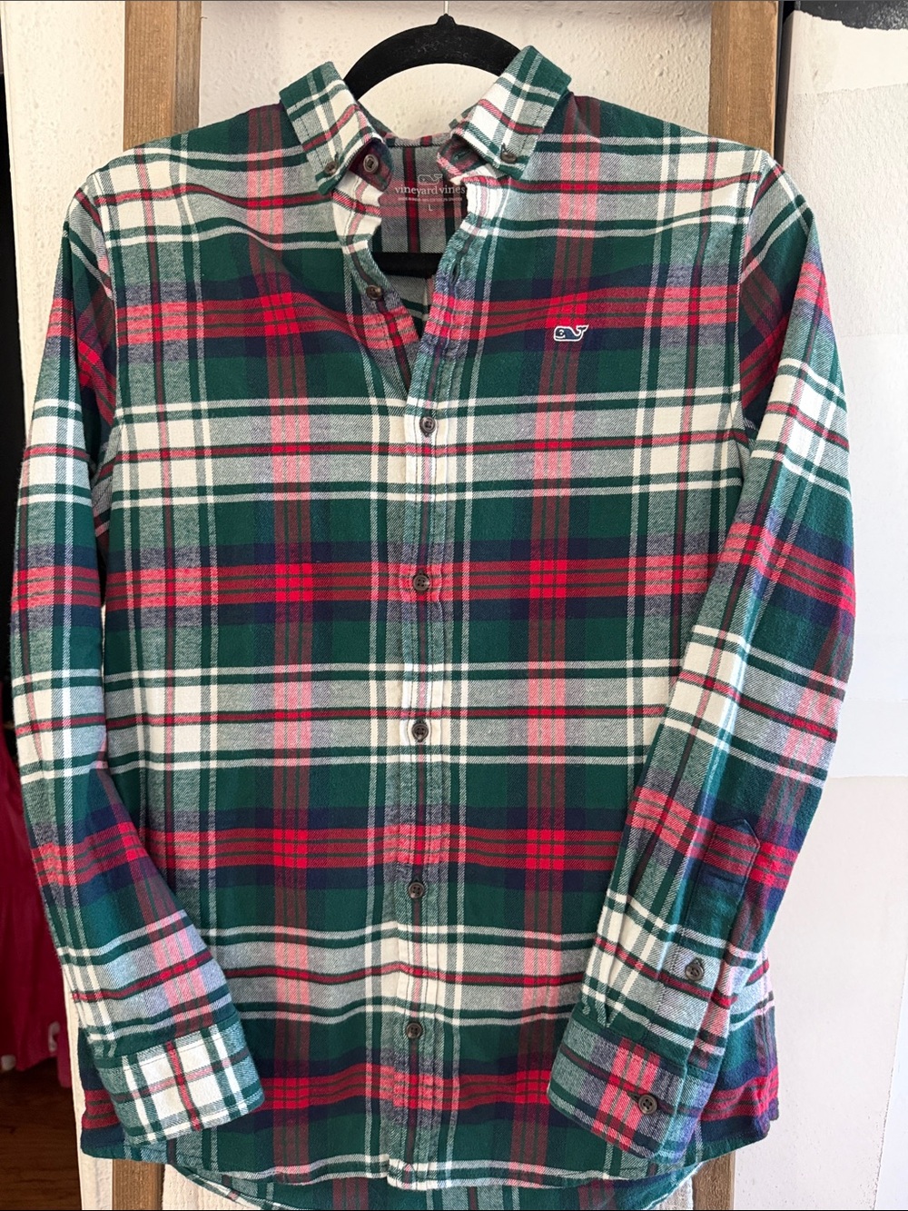 Vineyard Vines Green, Red & White Plaid Button-Down Shirt
